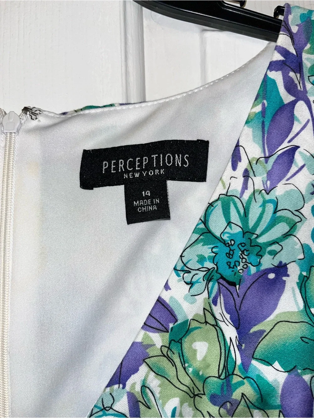 Perceptions Teal & Purple Floral V-Neck Midi Dress